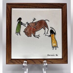 Tecolote Tiles of Santa Fe #5356 Hand Painted Native American Design - Sammi 86